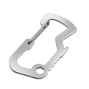 Mosquetón de Acero Inoxidable con Anillo en D, Herramienta Multiusos, Abrebotellas, Llavero, Llave Inglesa Portátil para Defensa Personal al Aire Libre - Product Image 3