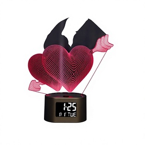 Luz nocturna LED con forma de oso 3D, cambio de color, control táctil, alimentación USB, reloj digital para decoración de dormitorio o escritorio. - Product Image 2