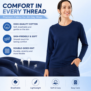 ANNO-Uniformes confortables de clinique dentaire en coton spandex à manches longues pour médecins et infirmières pour l'hiver et l'automne - Product Image 4