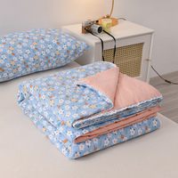 Couette d'été moderne en coton lavable et solide avec rembourrage en fibres de soja, ensemble de literie fin 4 pièces pour usage domestique