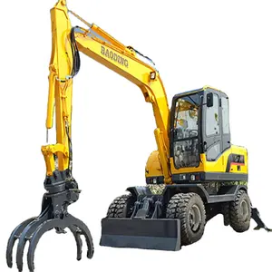 small wheel excavator machine log grapple excavators for grabbing wood