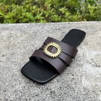 Sandales plates B41 grande taille 36-44 avec décoration métallique simple, pour l'extérieur, tendance, polyvalentes, à semelle souple, chaussures de plage
