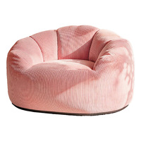 Grand fauteuil pouf modulaire pliable moderne en velours côtelé rose, compressé sous vide, pour lecture et détente au sol