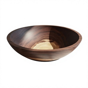 Tazón de madera moderno de diseño minimalista para servir alimentos, artesanía en madera sin recubrimiento, vajilla de cocina, tazones decorativos de madera - Product Image 6