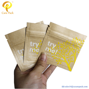 Túi Giấy Kraft Phân Hủy Sinh Học Túi Phẳng Niêm Phong 3 Mặt Tùy Chỉnh Cho Gói Mỹ Phẩm Mẫu - Product Image 2