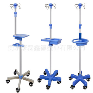 Soporte IV de ABS con ruedas, soporte de goteo de acero inoxidable, altura ajustable, soporte IV móvil de pie, en stock. - Product Image 4