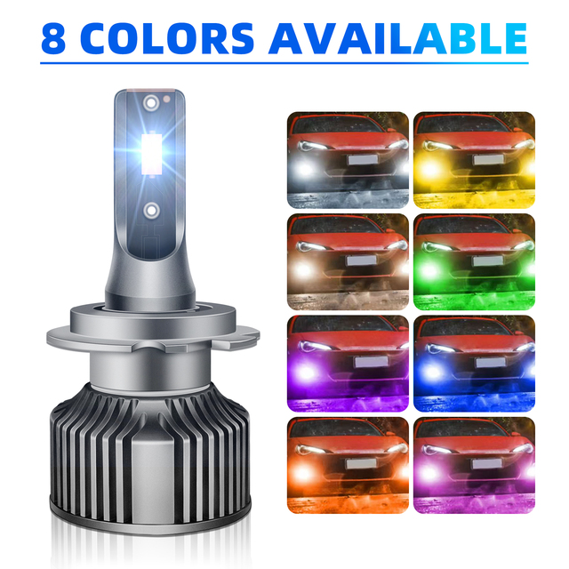 50W 12V Multicolor LED Bulb H1 H4 H7 H11 H13 HB3 HB4 9005 9006 White Yellow Blue Purple Amber Lime Green Plug and Play