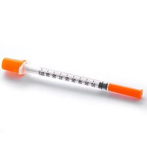 Jeringa estéril desechable <span class=keywords><strong>de</strong></span> 1 ml con aguja fija U-100, émbolo morado, en blíster, con certificación CE e ISO - Product Image 6