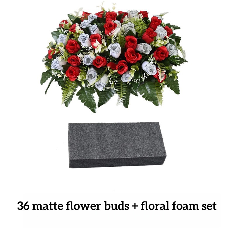 Conjunto de barro de flores blanco y rojo
