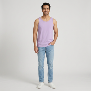 Débardeur de sport personnalisé pas cher avec logo, col rond et ourlet droit, débardeurs pour hommes, tissu personnalisé, vêtements pour hommes, grossiste - Product Image 1