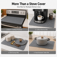 Protection de Plaque de Cuisson en Silicone Épaissi avec Picots Antidérapants Surélevés, Tapis pour Machine à Café, Tapis de Séchage de Vaisselle, Tapis Thermorésistant