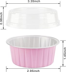 Disposable Aluminum Foil Mini Baking Cups with Plastic Lids Food Grade Tray 4oz Capacity <b>Cupcake</b> Liners Muffin Tins Wrappers - Product Image 2