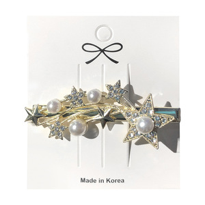 Pinza de pelo de estrella de cinco puntas de aleación de moda Boda nupcial perla diamantes de imitación estrella pato Bill Clip para mujeres lindas <span class=keywords><strong>horquillas</strong></span> para niñas - Product Image 3