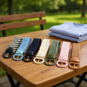 Cinturón de cuero con cordón encerado de 6 cm, cinturones de tela para mujeres y hombres, accesorio de moda. - Product Image 3