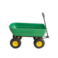 Chariot de Jardin Utilitaire à 4 Roues, Benne Basculante en Plastique, Diable Chariot à Outils