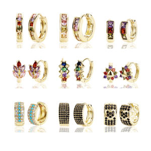 أقراط جديدة مطلية بالذهب عيار 14 قيراط ومرصعة بالزirconia للنساء، أقراط فاخرة متدلية وحلقية ومسمارية للسيدات - Product Image 6