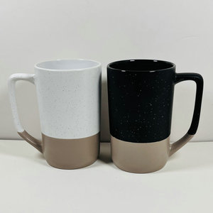 <span class=keywords><strong>Mug</strong></span> bicolore noir moucheté, grande tasse à café en céramique avec poignée, pour la maison, le bureau, les boissons chaudes - Product Image 3