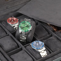 Boîte de rangement pour montres en alliage d'aluminium portable grande capacité avec serrure et protection anti-poussière pour l'emballage de voyage, vente en gros