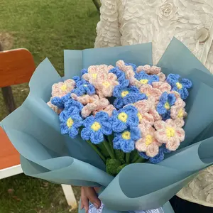 עיצוב סרוג מלאכותי פרח ורדים מתנת חברה אמא של יום DIY בעבודת יד סרוגה פרח