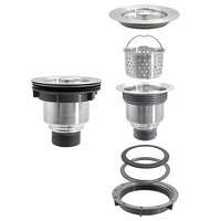 008S Égouttoir de cuisine moderne en acier inoxydable avec système de drainage de 3 pouces Corps en plastique PP et bouchon d'évier universel 110/114mm