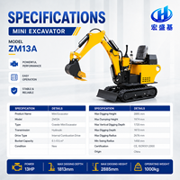 Excavator Mini HAIMOOO Bekas 1 Ton, Mesin Penggali Hidrolik, Motor Gear PLC, untuk Pertanian, Kebun, Konstruksi, Efisiensi Tinggi, Garansi 1 Tahun