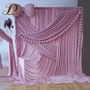 Tenda Decorativa JINDA Personalizzabile a Tema Rosa con Drappeggio Incrociato Frontale in Seta Ghiaccio e Spandex per Sfondi di Matrimoni ed Eventi - Product Image 4