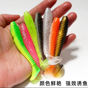 Señuelo blando en espiral de dos colores con cola en T de 4 pulgadas para pesca de lubina y pez mandarín, señuelo de agua media, aparejos de pesca - Product Image 3