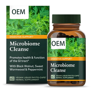 Capsules de soutien immunitaire et de nettoyage du microbiome pour adultes, 60 unités, végétaliennes, à base de plantes, noix noires et armoise douce, soutien digestif, OEM - Product Image 1