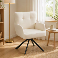 Fauteuil de salle à manger moderne blanc, pivotant, rembourré en tissu, avec accoudoirs, dossier mi-haut, confortable, pour bureau et salon