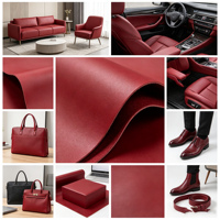 Cuir synthétique silicone rouge bordeaux à texture fine pour sacs à main de luxe, ameublement médical et de VR, boîtes cadeaux – Résistant aux taches