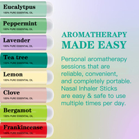 Inhalateur nasal d'aromathérapie naturelle pure 100% Bâton OEM de marque privée avec huiles essentielles de menthe poivrée à base de graines
