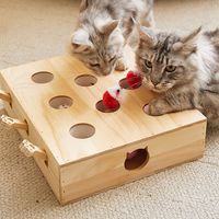 Jouet Whack-a-Mole pour chat : Casse-tête interactif en bois adapté aux animaux de compagnie - Jouet souris viral pour chats, sensation Internet
