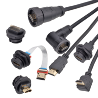 Conector Impermeable IP67 de Cobre Chapado en Oro, Tipo Snap-on, para Placa PCB, Conector Macho Trasero en Ángulo, Cable de 1M, 4K60HZ, Aviación