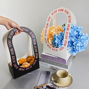 Sac en papier cartonné blanc de luxe avec logo personnalisé, emballage pour bouquet de fleurs, ruban pour bougies, impression offset, traitement de surface - Product Image 6
