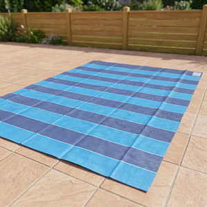 K <b>Tarp</b> Stripe Singapore Blue White Striped Outdoor PE <b>Tarp</b> Waterproof UV & Fire Resistant for Patio Use - Product Image 1
