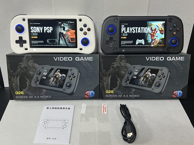 New G28 Gaming Console Handheld Mini Video Game Console 4.3 Inches HD IPS Screen Quad-Core 4GB RAM Retro Arcade Handheld