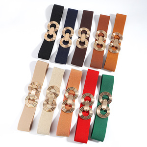 Usine En Gros 5CM De Large <span class=keywords><strong>Robe</strong></span> Élastique <span class=keywords><strong>Ceinture</strong></span> Multicolore Or Métal Alliage Double Cercle Crochet À La Mode Femme <span class=keywords><strong>Ceinture</strong></span> - Product Image 3