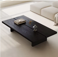 Table basse en bois massif Design belge minimaliste moderne Table centrale de meubles de salon avec pieds épais Table à thé à charge lourde
