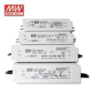 Meanwell LPV 20W 35W 60W 100W 150W 5V 12V 15V 24V 36V 48V AC/DC פלט יחיד עמיד למים IP67 מתח קבוע LED נהג