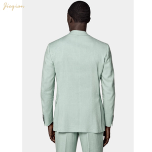 Costume 2 pièces <span class=keywords><strong>homme</strong></span> vert menthe tendance, coupe moderne ajustée, en polyester TR infroissable, croisé, idéal pour <span class=keywords><strong>mariage</strong></span> et soirée estivale - Product Image 2