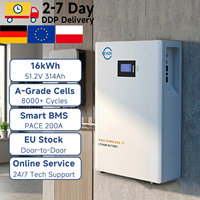 Stock UE – Pack de batteries solaires domestiques LiFePO4 15 kWh, extensible en parallèle, compatible avec les onduleurs hybrides, fixation murale