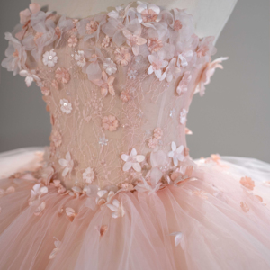 Robes de bal à volants avec fleurs 3D et dos lacé en dentelle, pour soirées formelles, Sfy221 - Product Image 4