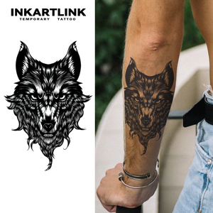 Tatuaggio Temporaneo Impermeabile Personalizzato Nero Semi-Permanente 15 Giorni con Design Lupo per Uomini e Donne - Product Image 2