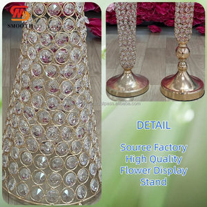 Support de sol d'allée de mariage lisse Arrangement de fleurs centres de mariage en or pour Tables support de fleurs en cristal Vases floraux en or - Product Image 2