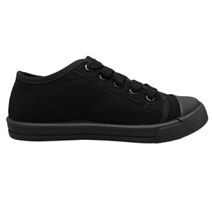 Chaussures d'école en toile noire en PVC plates pour enfants Style de sport à lacets à la mode pour la marche décontractée au printemps hiver été automne - Product Image 3