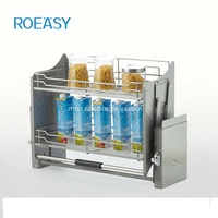 ROEASY DNJ900 Acessórios de Cozinha: Cesto Elevatório de Madeira Maciça para Armários de Parede Modernos