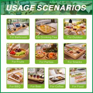 Bandeja de Servicio de Madera de Bambú Personalizada a Precio de Fábrica, para Bebidas, Baño, Té, Escritorio, Queso, Fruta, Comida Cocinada, Exhibición - Product Image 3