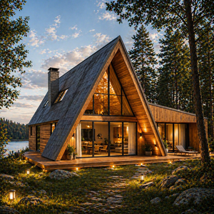 Maisons préfabriquées de luxe <span class=keywords><strong>en</strong></span> acier léger à <span class=keywords><strong>prix</strong></span> abordable, avec toit triangulaire, petites cabanes, villas modernes, appartements, hôtels - Product Image 1