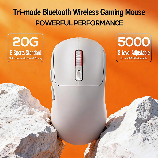 G19 Tri-mode Gaming Mouse BT 2.4GHz Wireless Wired 70g Lightweight 5000DPI Rechargeable Ergonomic Gamer Mouse for Laptop Desktop