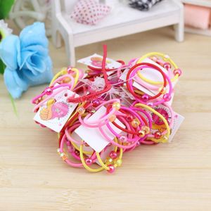 Lindo lazo para el cabello para niños, decorado con perlas de colores mezclados, alta elasticidad, uso diario, tocado - Product Image 1